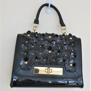 Aldo black and gold floral bag